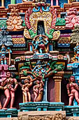 The great Chola temples of Tamil Nadu - The Sri Ranganatha Temple of Srirangam. Detail of the gopura of the North entrance to the temple. 